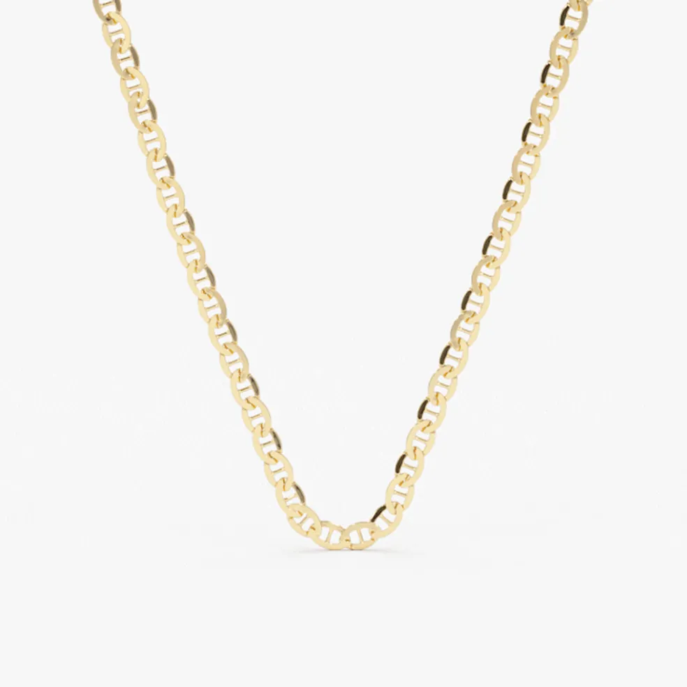 14k 3.5 MM Mariner Chain Link Necklace