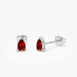 14K Pear Shaped Ruby Stud Earrings