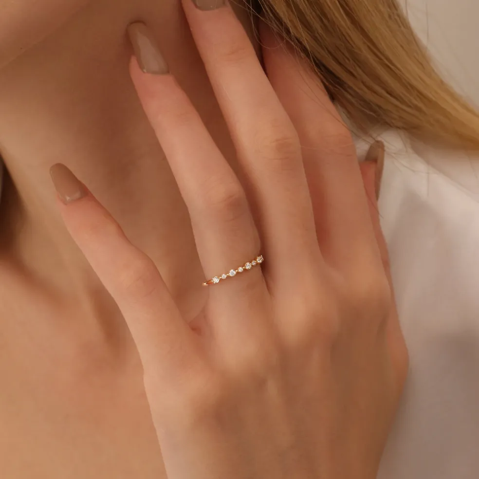 14k 4 Prong Petite Natural Diamond Ring