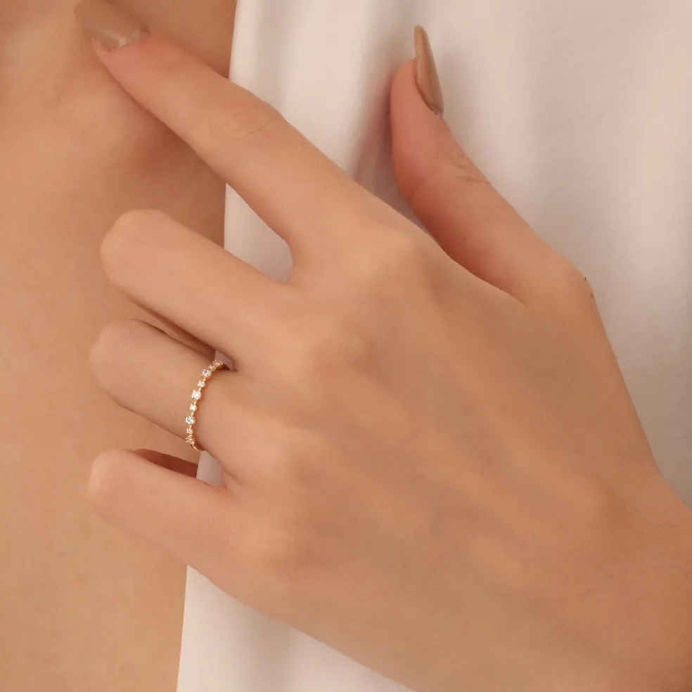 14k 4 Prong Petite Natural Diamond Ring