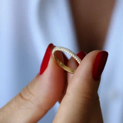 14k 3 Row Half Eternity Diamond Band