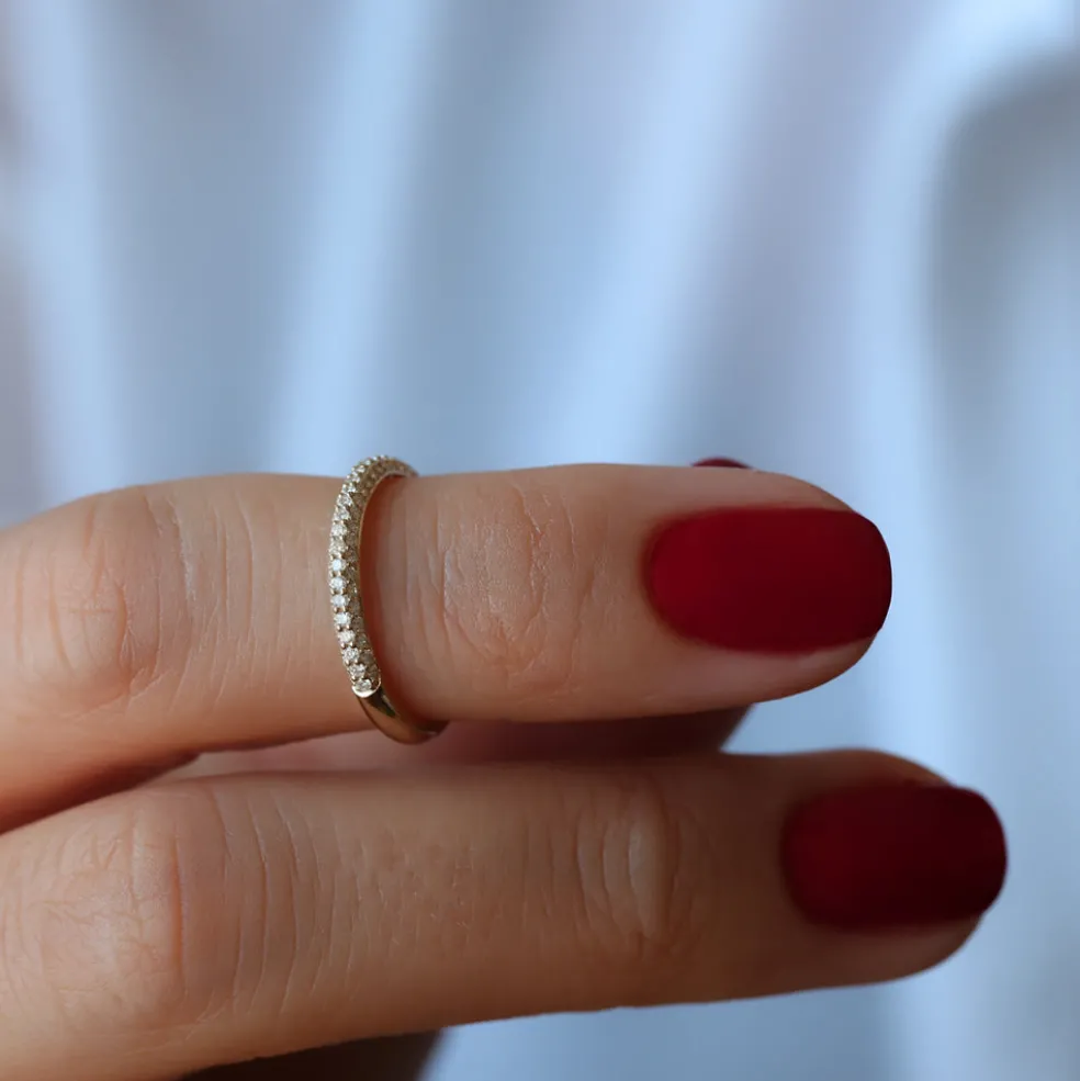 14k 3 Row Half Eternity Diamond Band