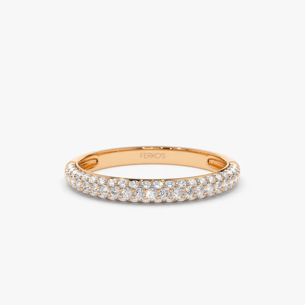 14k 3 Row Half Eternity Diamond Band