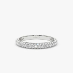 14k 3 Row Half Eternity Diamond Band
