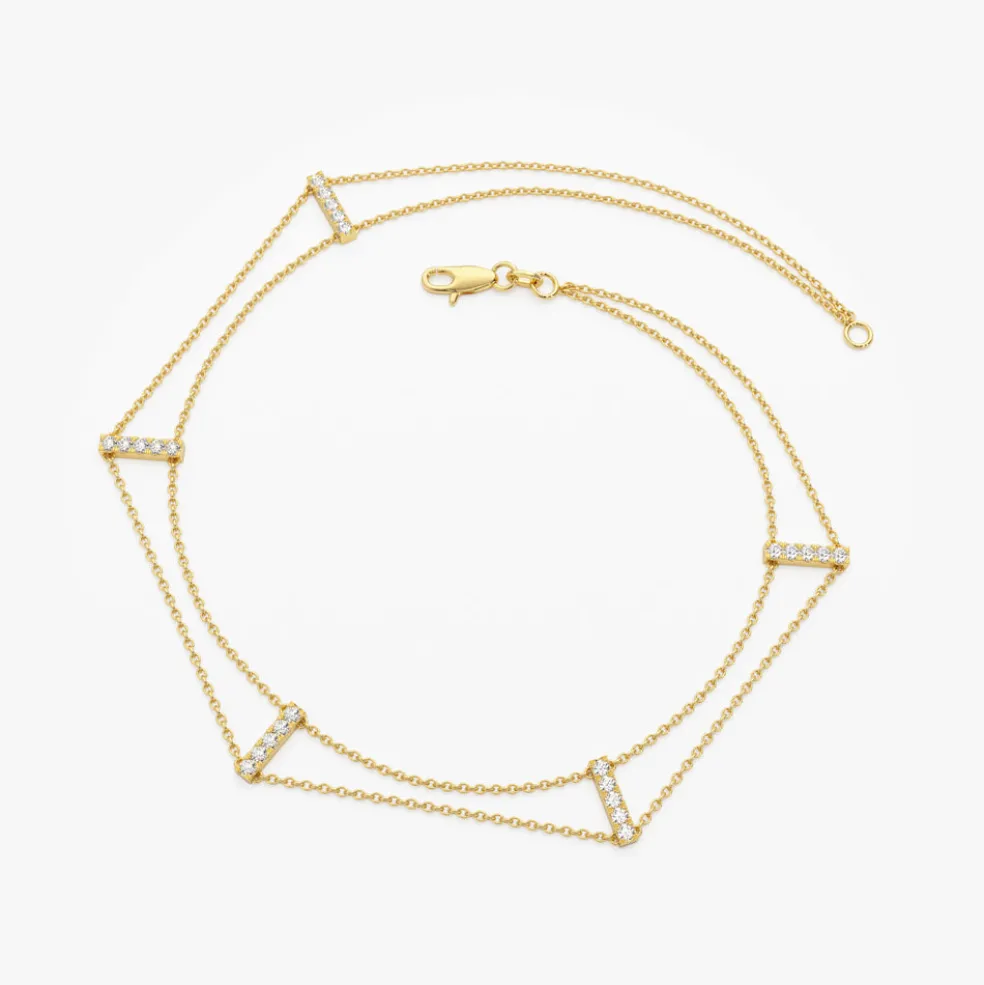 14k 5 Station Diamond Bar Bracelet