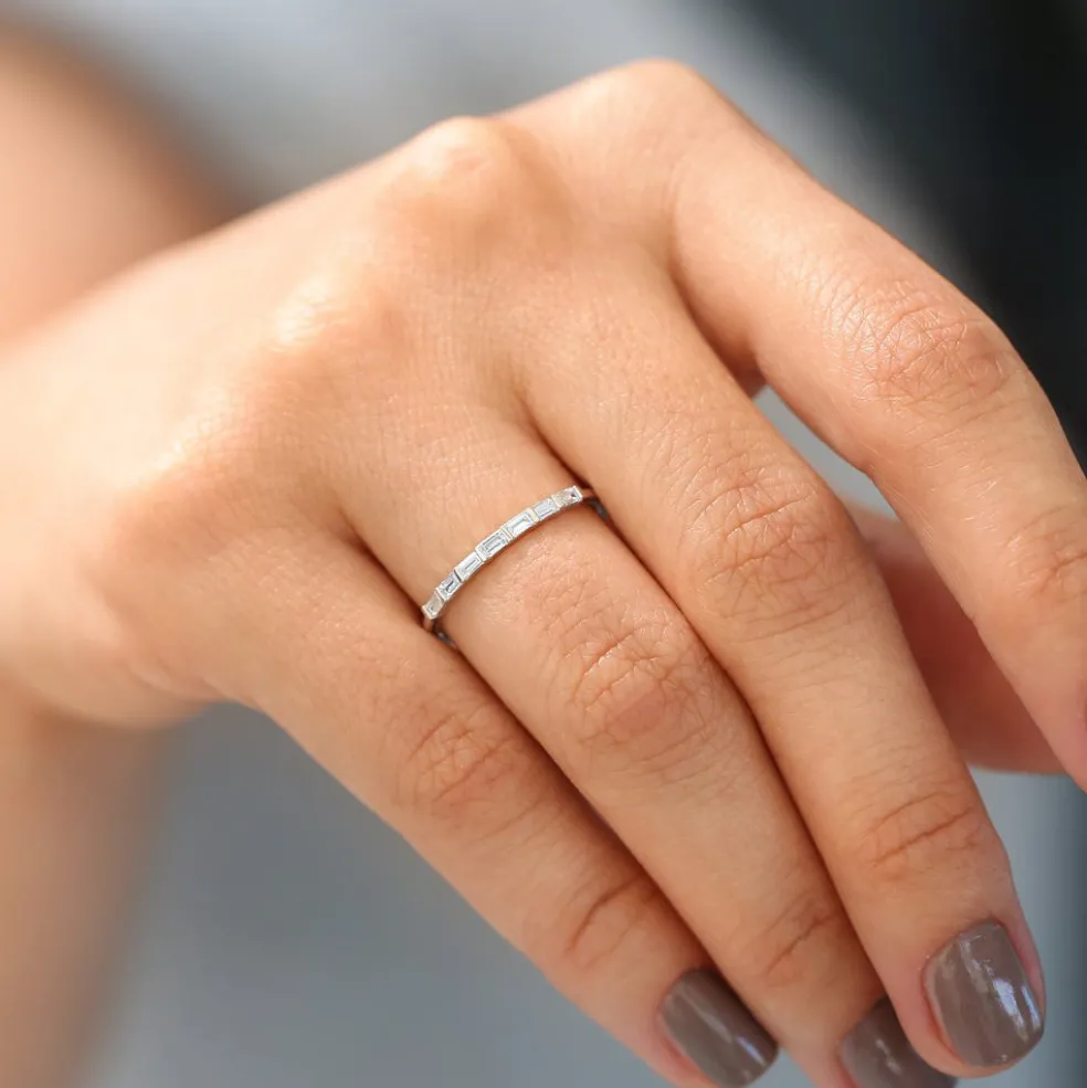 14K 7 Stone Baguette Diamond Wedding Ring