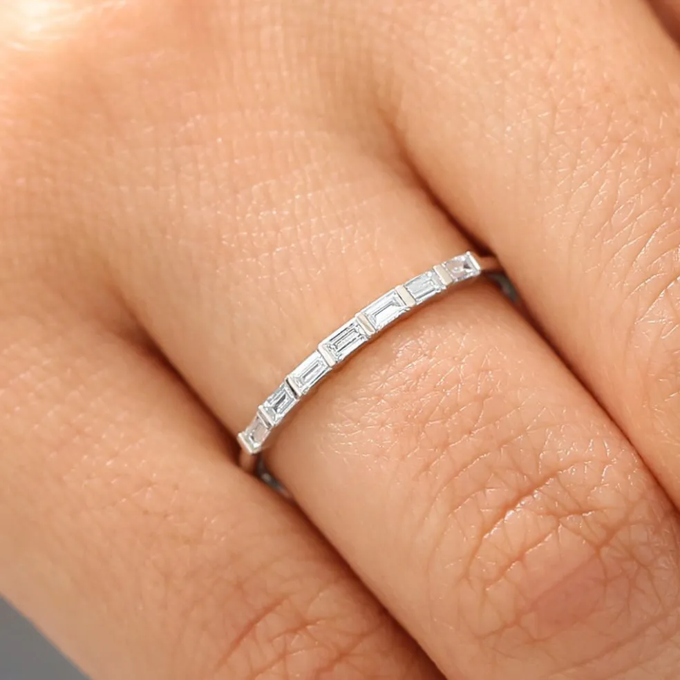 14K 7 Stone Baguette Diamond Wedding Ring