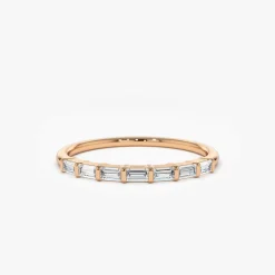 14K 7 Stone Baguette Diamond Wedding Ring