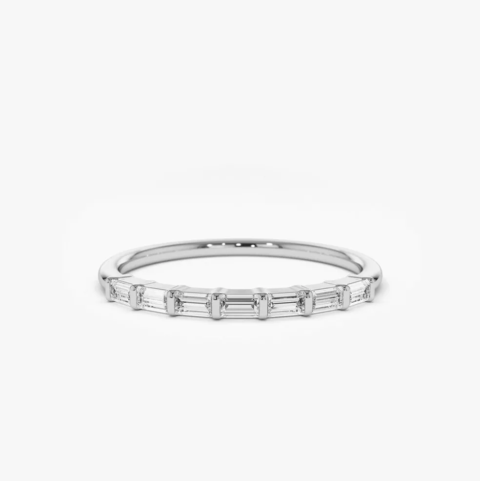 14K 7 Stone Baguette Diamond Wedding Ring