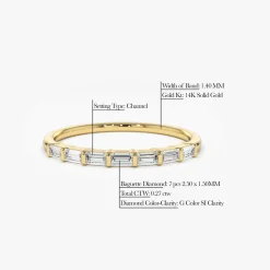 14K 7 Stone Baguette Diamond Wedding Ring
