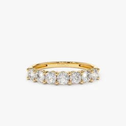 14k 7 Stone Basket Setting Diamond Ring