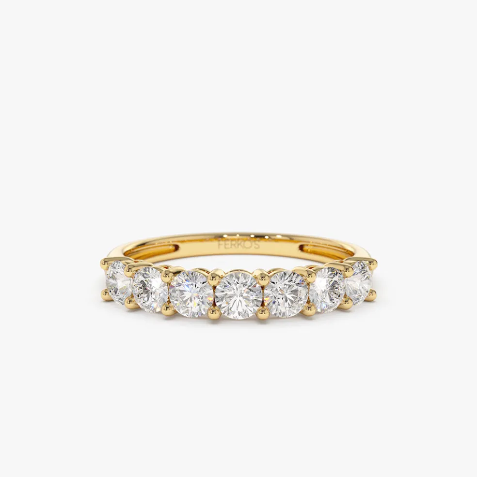 14k 7 Stone Basket Setting Diamond Ring