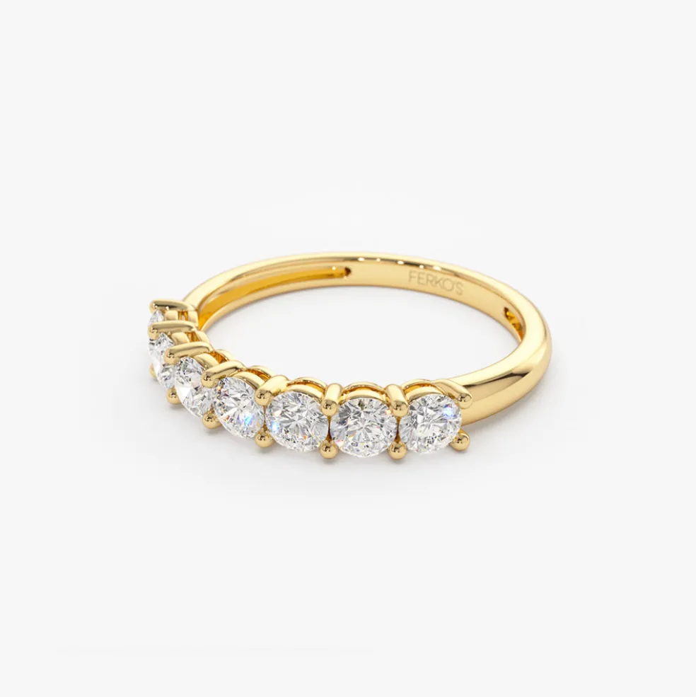 14k 7 Stone Basket Setting Diamond Ring