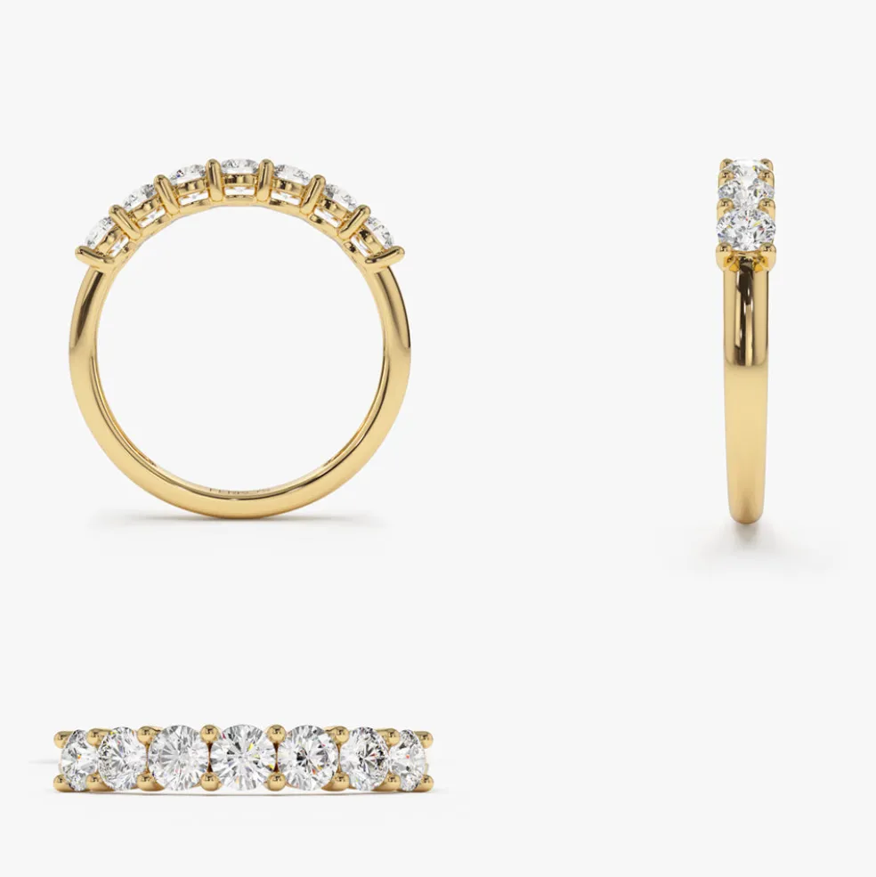 14k 7 Stone Basket Setting Diamond Ring