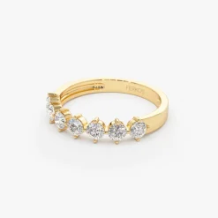 14k 7 Stone Prong Setting Diamond Wedding Band 0.70 Ctw