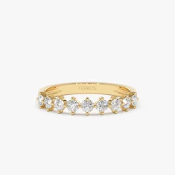 14k 9 Stone Prong Setting Women's Diamond Wedding Ring 0.55 ctw