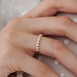 14k 9 Stone Prong Setting Women's Diamond Wedding Ring 0.55 ctw