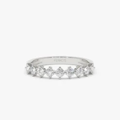 14k 9 Stone Prong Setting Women's Diamond Wedding Ring 0.55 ctw