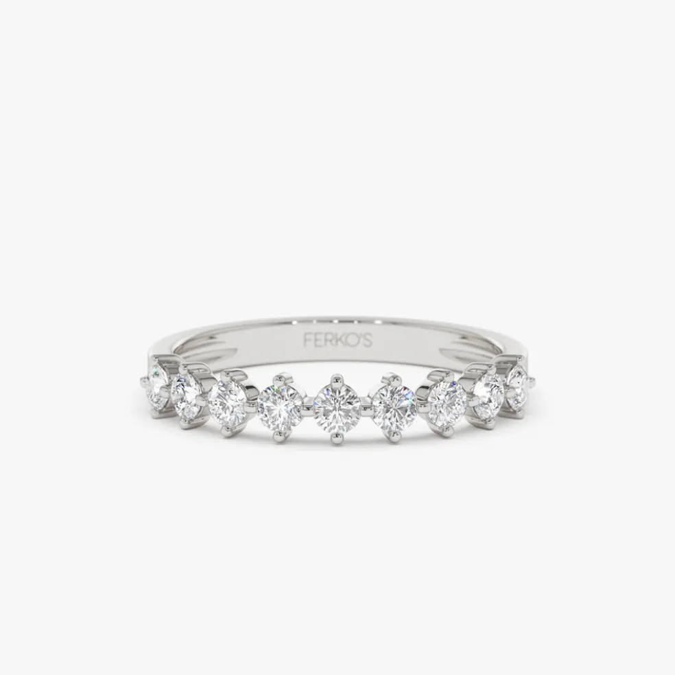 14k 9 Stone Prong Setting Women's Diamond Wedding Ring 0.55 ctw