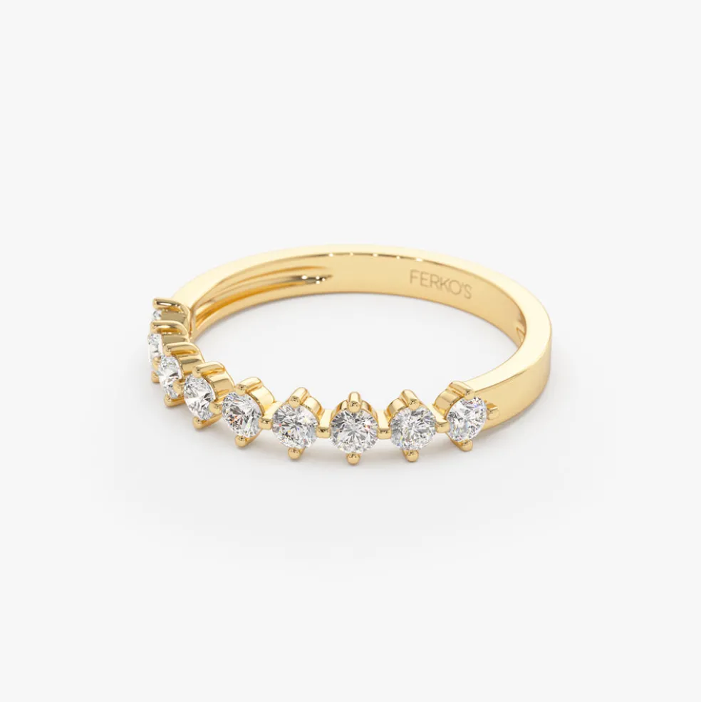 14k 9 Stone Prong Setting Women's Diamond Wedding Ring 0.55 ctw