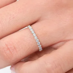 14k 11 Stone U-Shaped Diamond Wedding Band