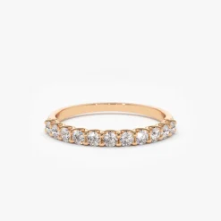 14k 11 Stone U-Shaped Diamond Wedding Band