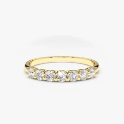 14k 7 Stone U-Shaped Diamond Wedding Band