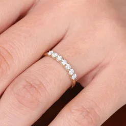 14k 7 Stone U-Shaped Diamond Wedding Band