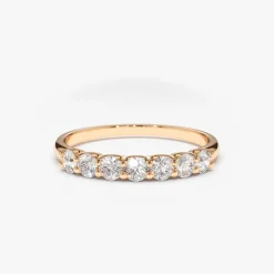 14k 7 Stone U-Shaped Diamond Wedding Band
