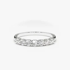 14k 7 Stone U-Shaped Diamond Wedding Band