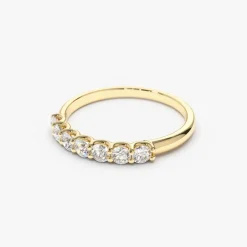 14k 7 Stone U-Shaped Diamond Wedding Band