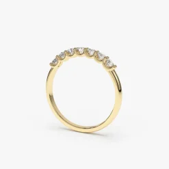14k 7 Stone U-Shaped Diamond Wedding Band