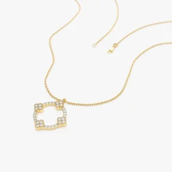 14k All Diamond Clover Circle Necklace