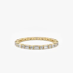 14k Alternating Baguette & Round Diamond Full Eternity Ring