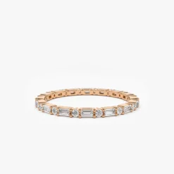 14k Alternating Baguette & Round Diamond Full Eternity Ring