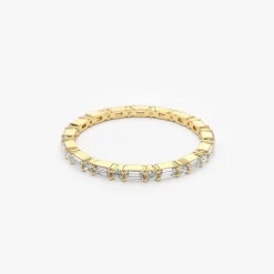 14k Alternating Baguette & Round Diamond Full Eternity Ring
