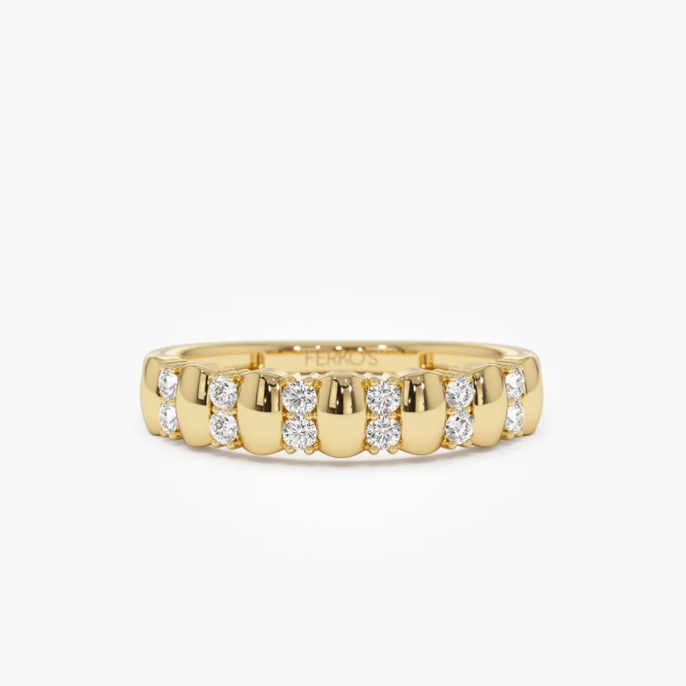 14K Alternating Diamond Bar Band