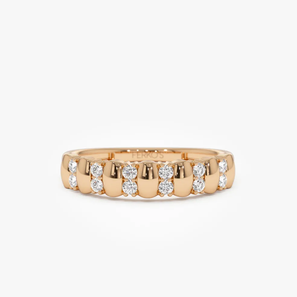 14K Alternating Diamond Bar Band