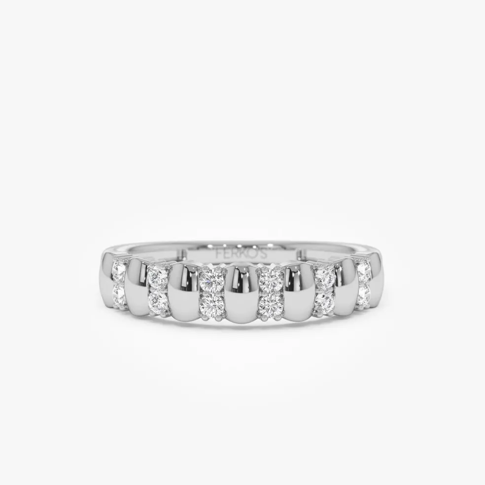 14K Alternating Diamond Bar Band