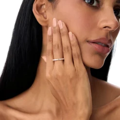 14k Alternating Emerald Cut and Round Diamond Ring