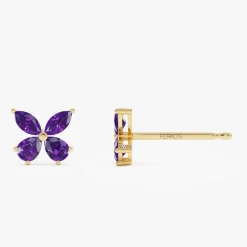 14K Amethyst Butterfly Stud Earrings