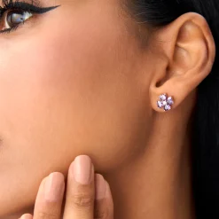 14k Amethyst Four Leaf Clover Studs