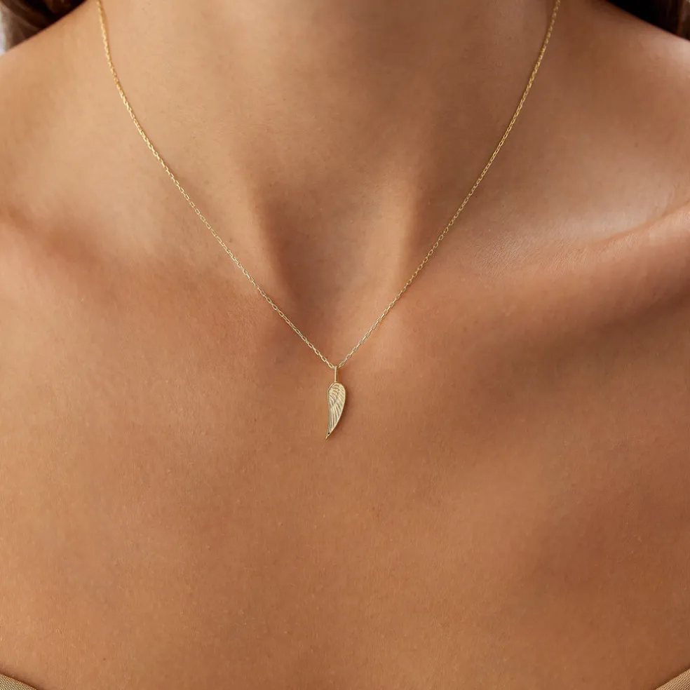 14K Angel Wings Pendant Necklace