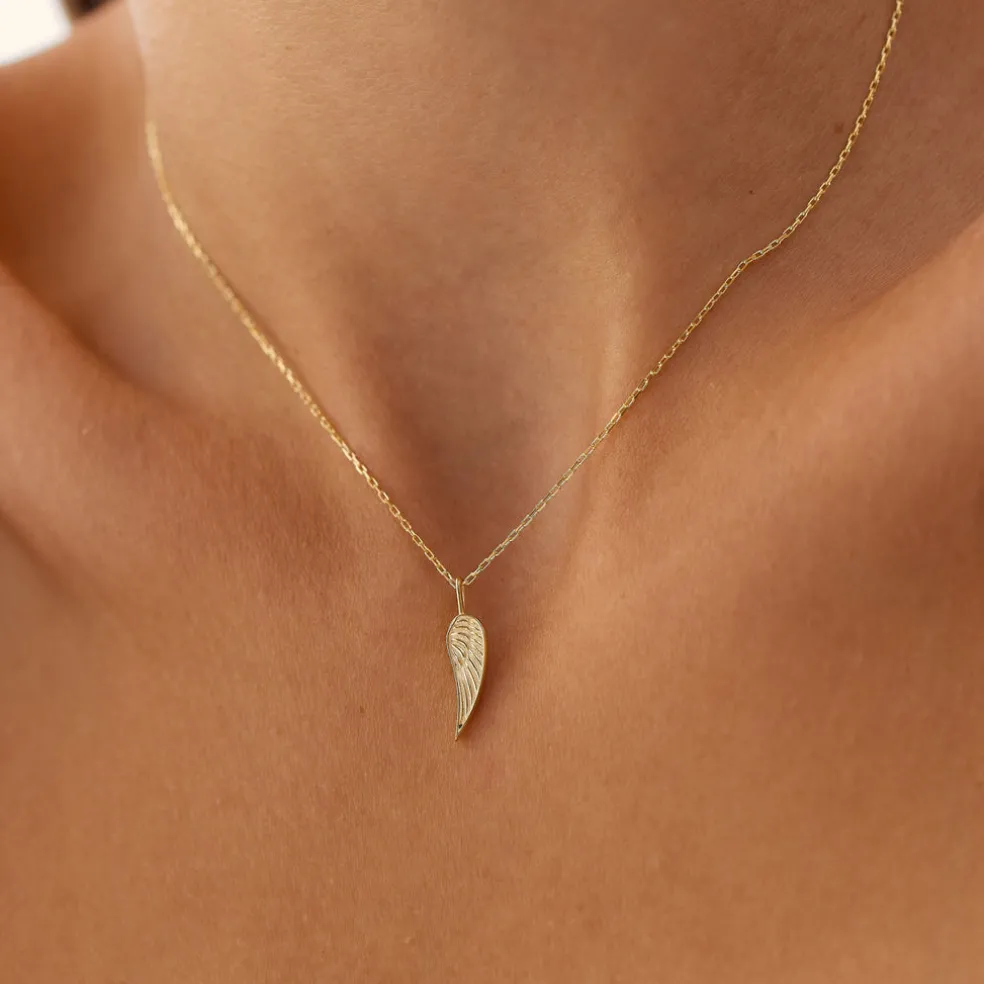 14K Angel Wings Pendant Necklace