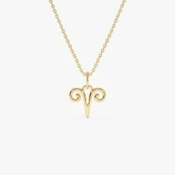 14K Aries Zodiac Charm Necklace