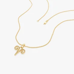 14K Aries Zodiac Charm Necklace