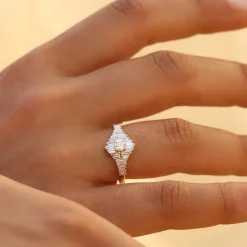 14k Art Deco Inspired Baguette Diamond Ring