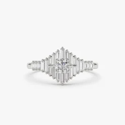 14k Art Deco Inspired Baguette Diamond Ring