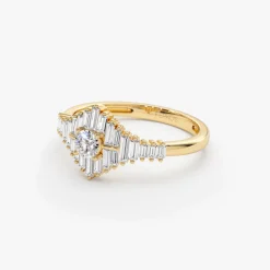 14k Art Deco Inspired Baguette Diamond Ring