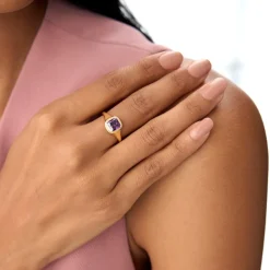 14K Asscher Cut Amethyst Signet Ring